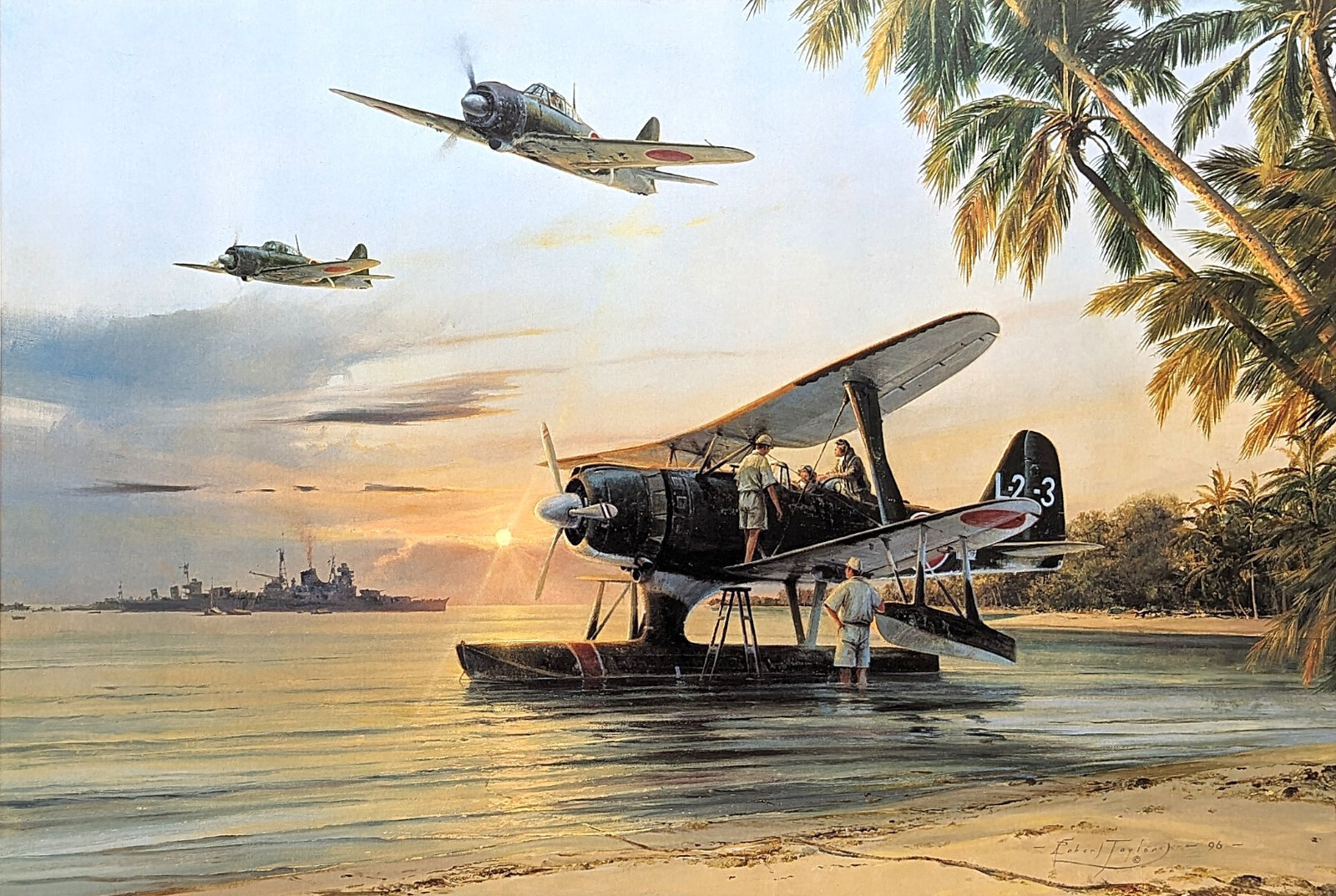 Dawn Operations by Robert Taylor aviation art signed by WW2 Japanese Pilots