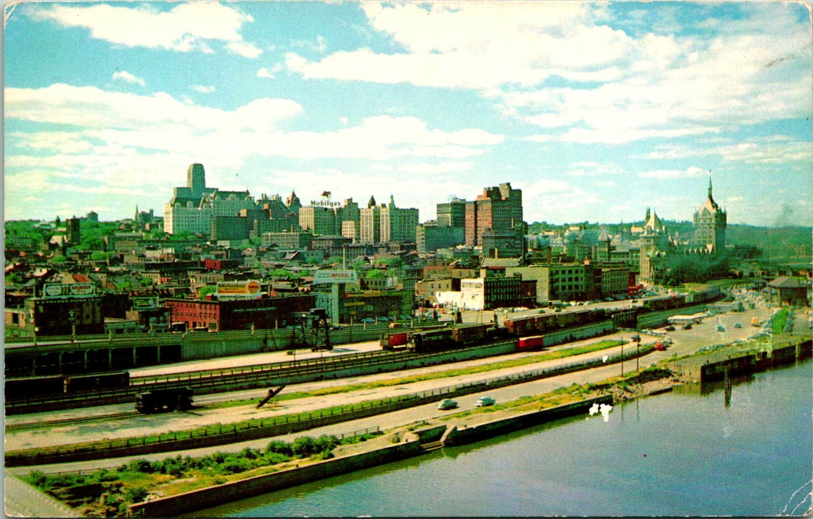 Albany NY Waterfront Postcard unused 1950s