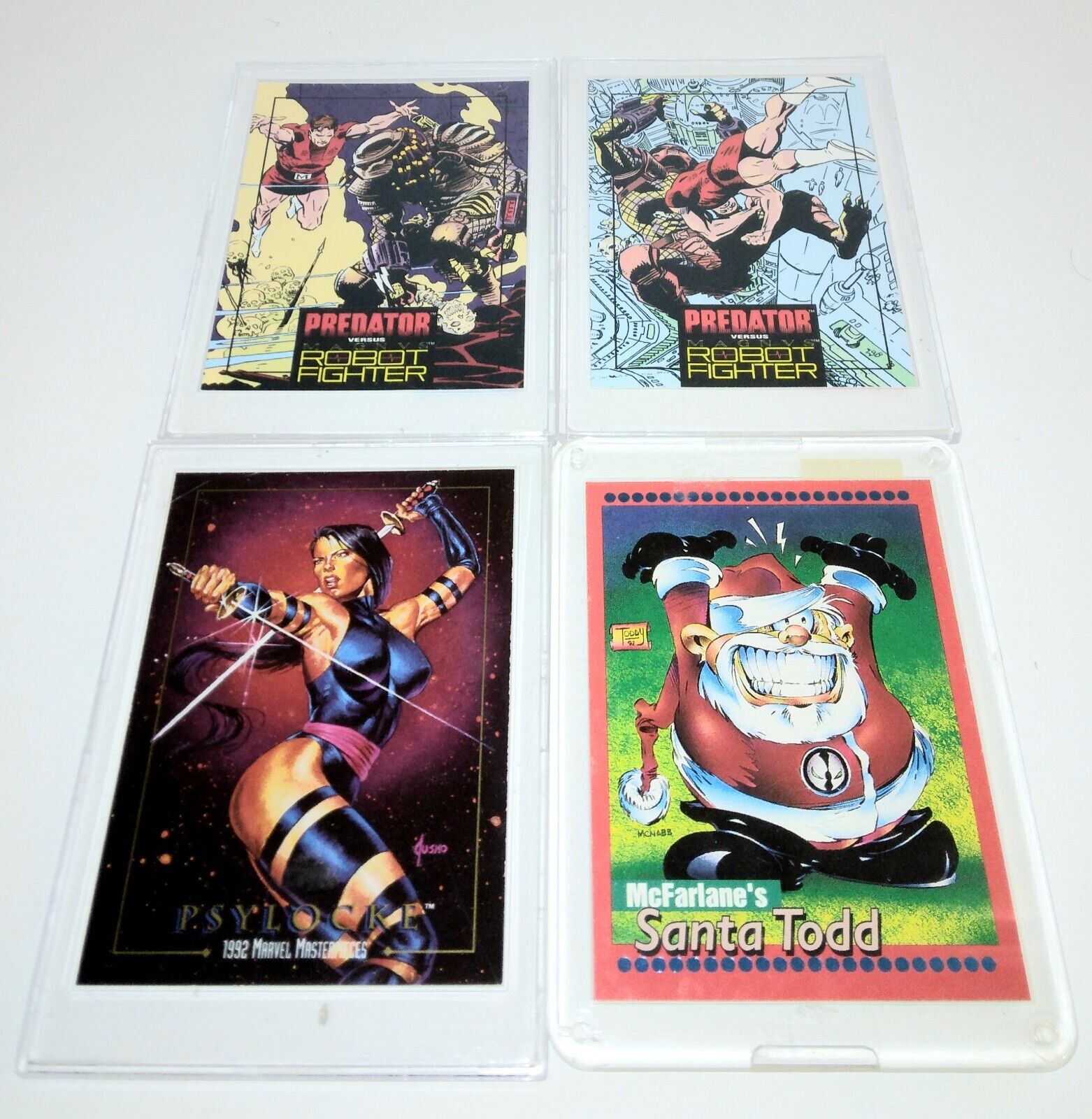 1992 Predator VS Robot Fighter Promo Cards + Santa Todd + Psylocke Marvel
