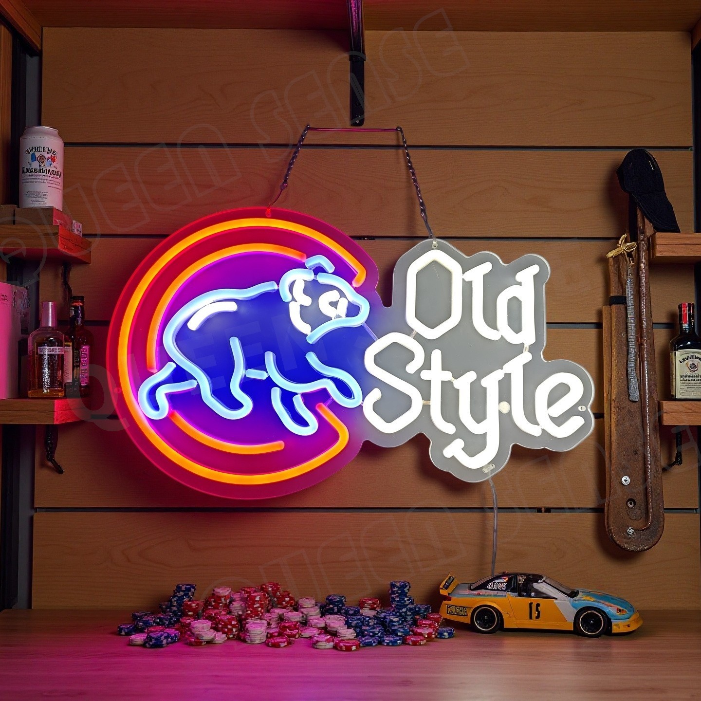 Chicago Cubs Old Style Beer LED Neon Sign With Dimmer USB Powered Light Lamp