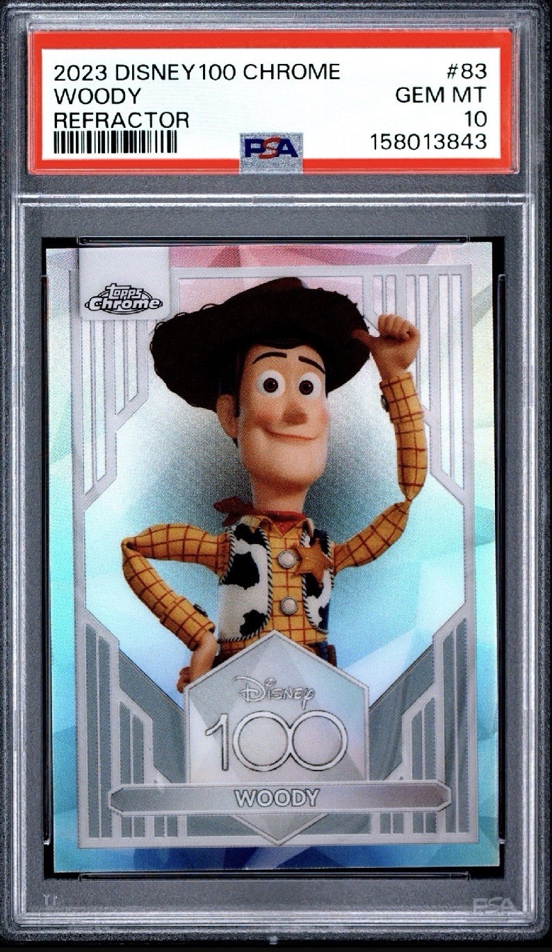 2023 Topps Chrome Disney 100 Woody #83 Refractor PSA 10 🔥RARE🔥 Pop 52