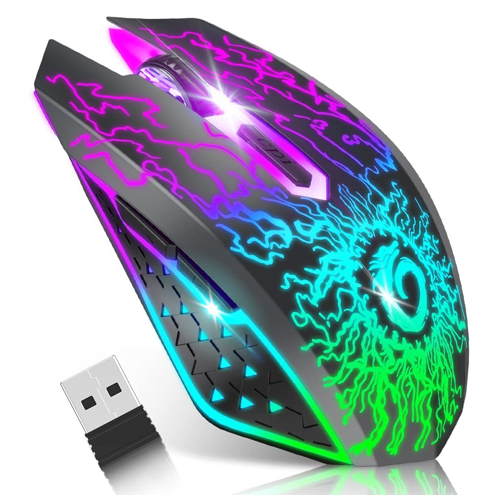 VersionTECH. BX106 Wireless Gaming Mouse - Black - Rechargeable LED 2.4G USB VersionTECH. BX106 Wireless Gaming Mouse - Black - Rechargeable LED 2.4G USB