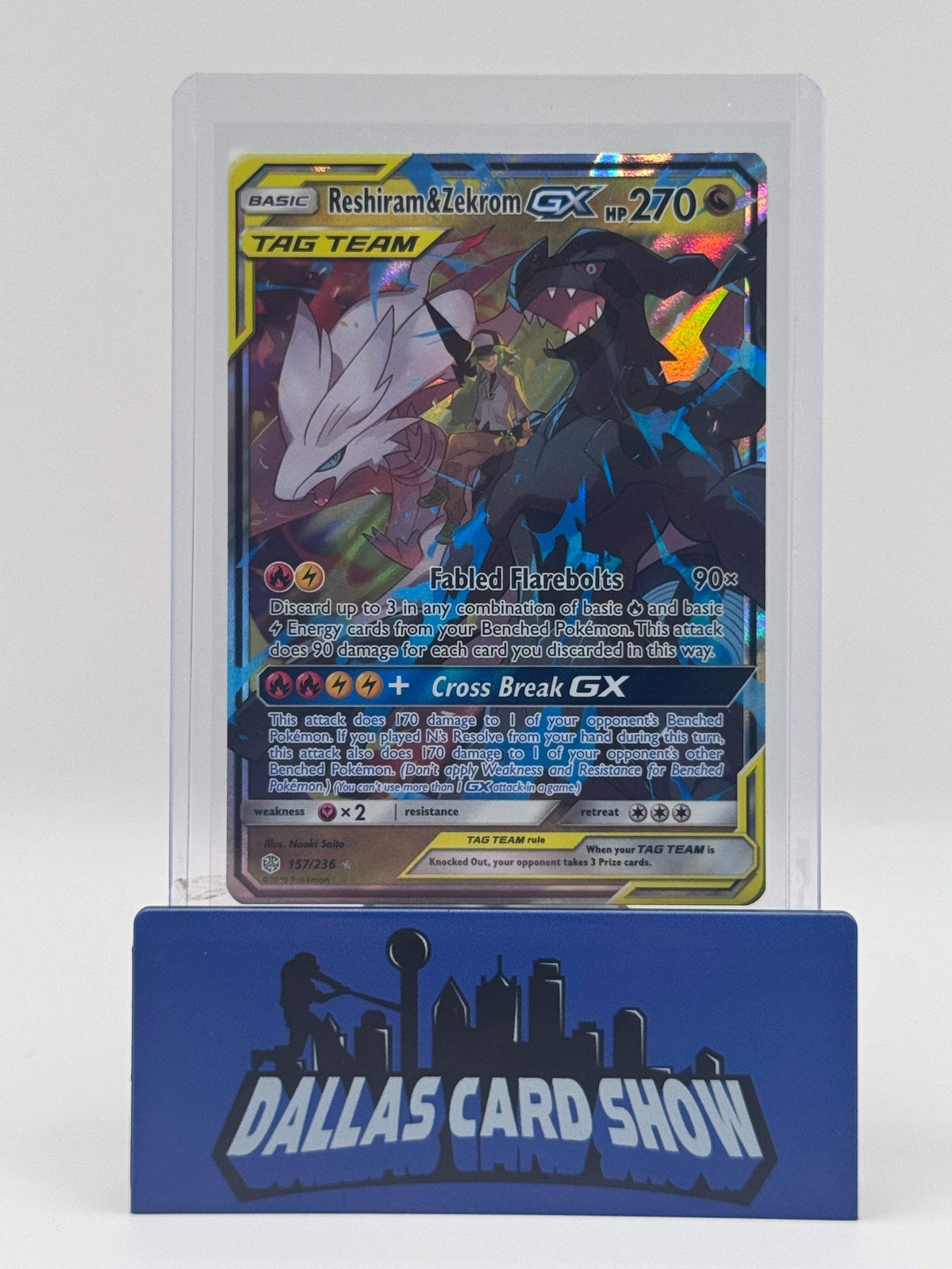 2019 Pokemon - Reshiram & Zekrom GX - 157/236 Cosmic Eclipse NM