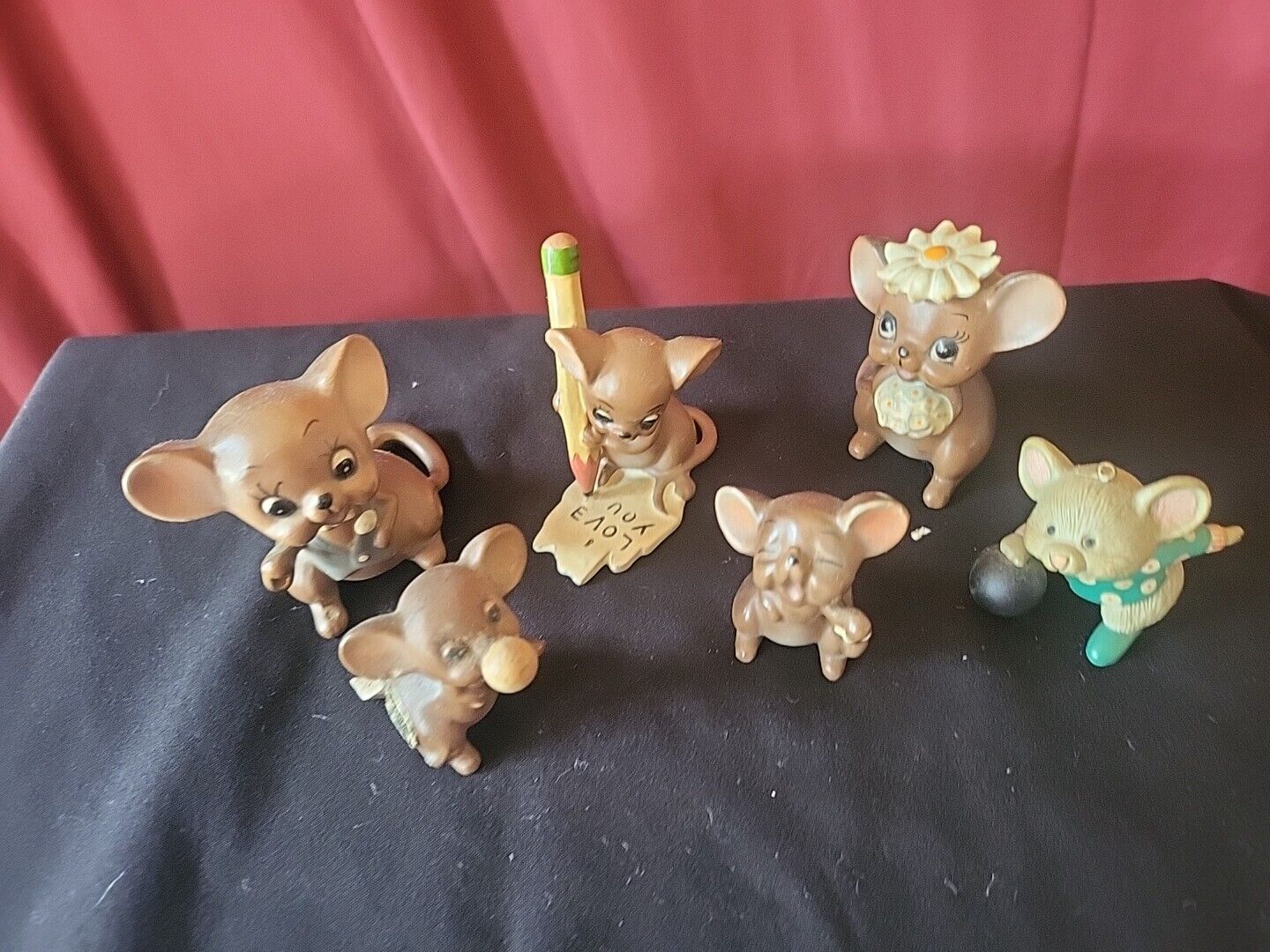 Vintage Josef Set Of 6 Miniature Mice Figurines