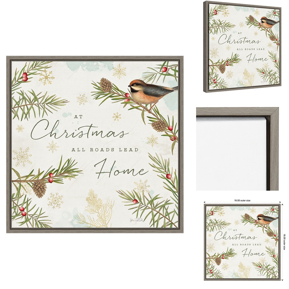 Amanti Art Framed Canvas Wall Art, Holidays Print, Green