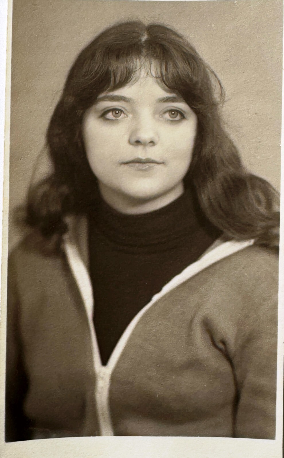 1980 Pretty Young Woman Portrait Odd USSR Vtg Snapshot Photo B&W