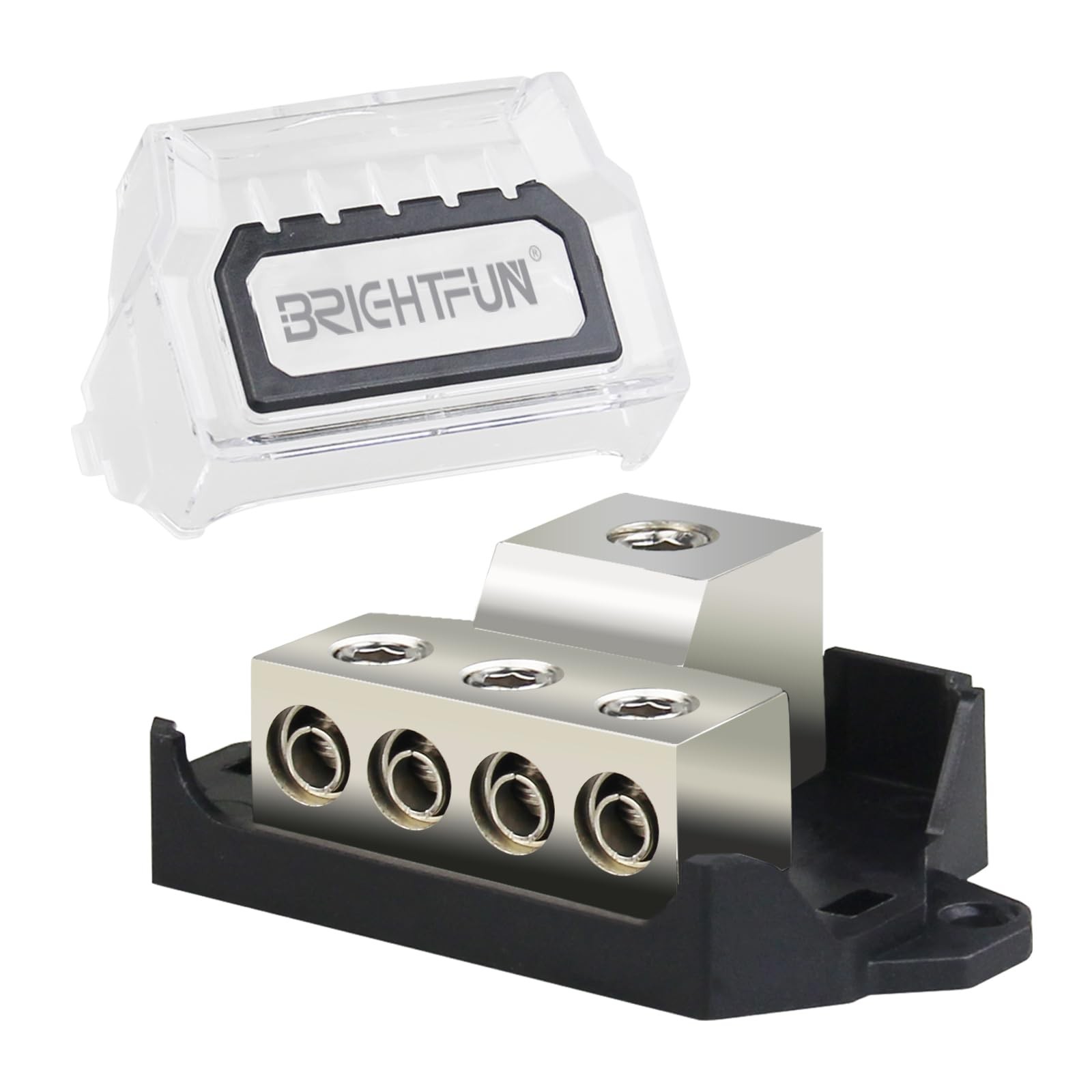 4 Way Power Distribution Block, 0/2/4 AWG Input / 3X 4/8/10 AWG Outputs