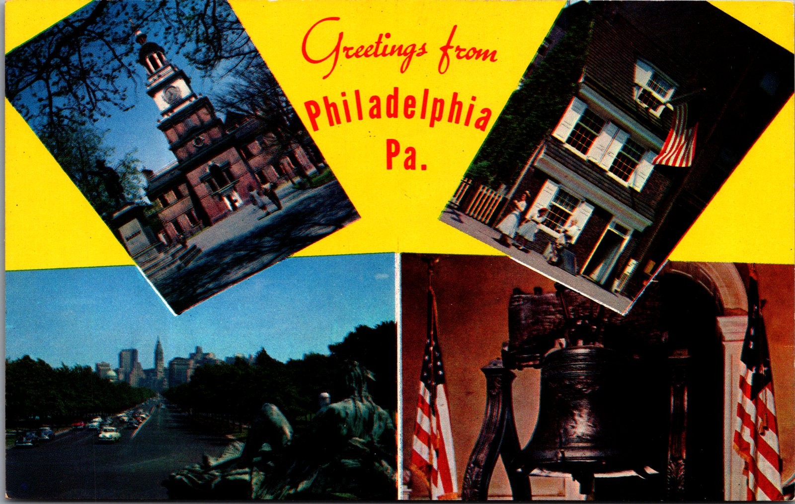 Vintage Philadelphia PA Multi-View Lusterchrome Postcard Tichnor Bros.
