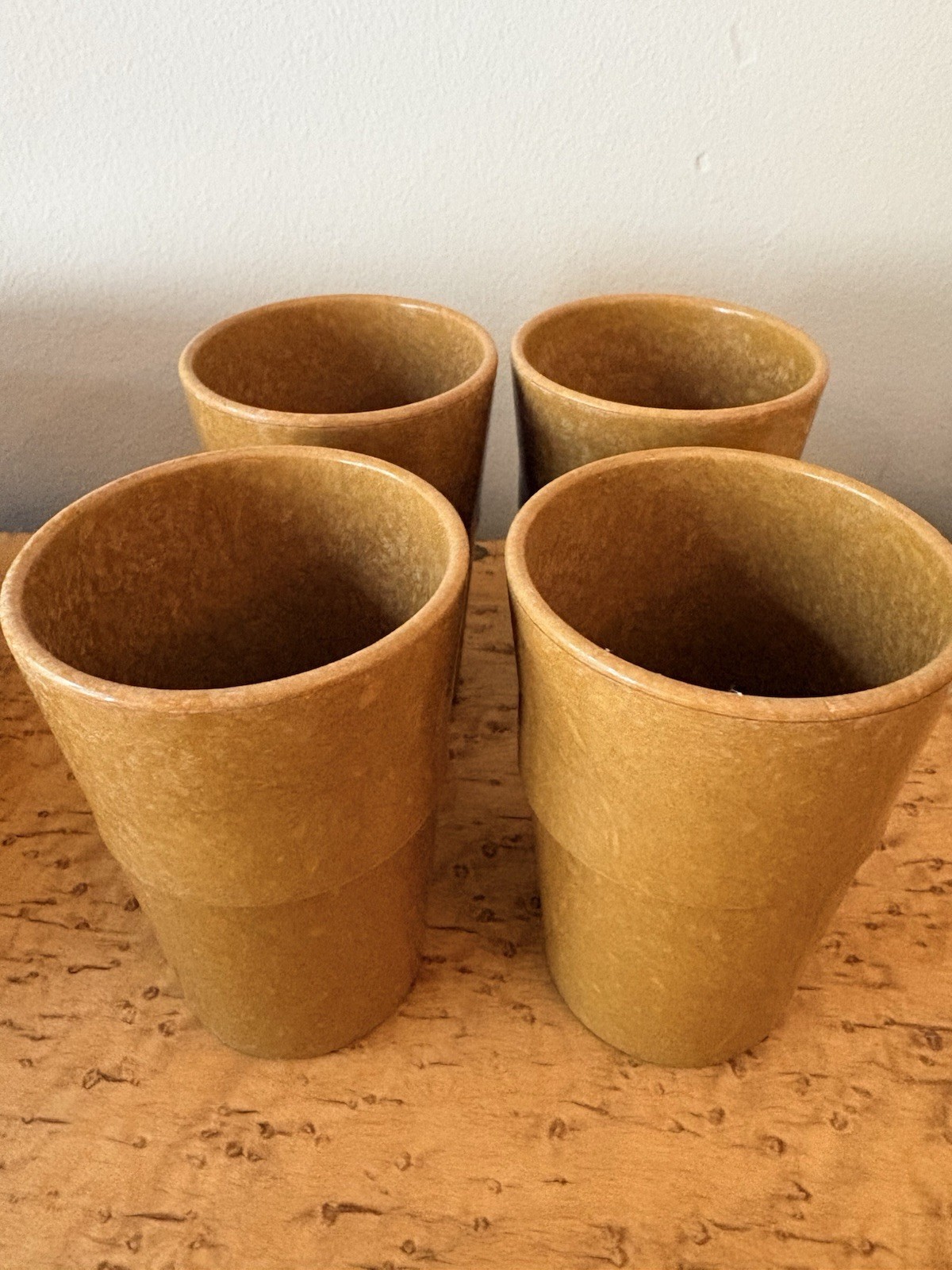 4 VINTAGE HALSEY U.S. MILITARY MELAMINE MESS HALL TUMBLERS STACKABLE CUPS  4.5 \