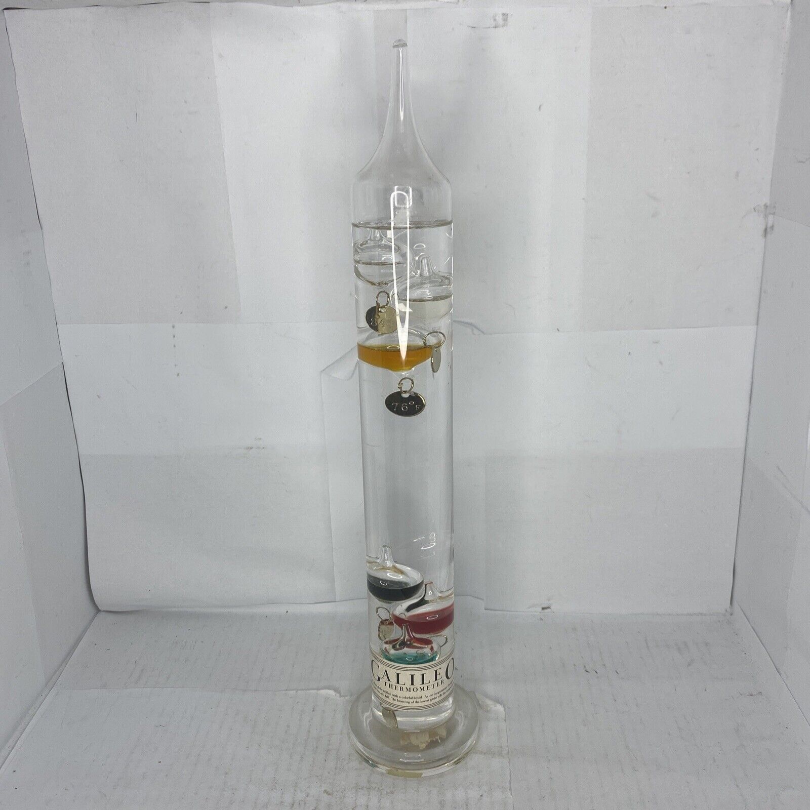 Vintage Galileo Glass Thermometer 14.5” Made In Taiwan