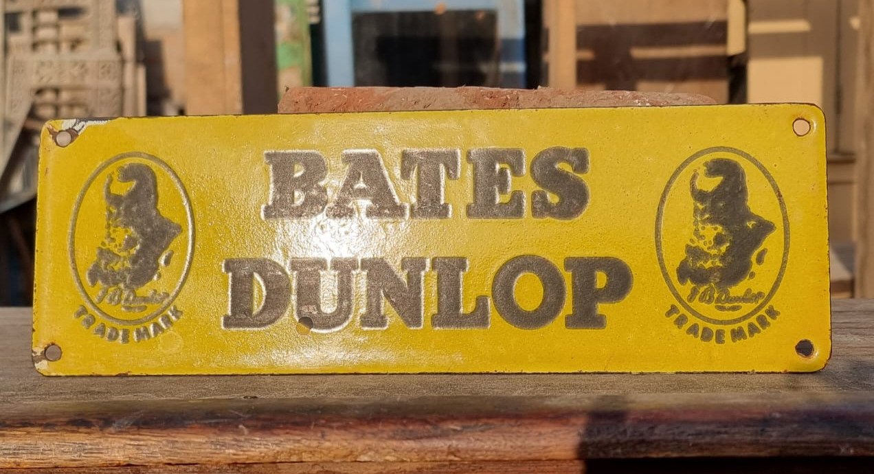 Vintage Old Antique Very Rare Bates Dunlop Adv Enamel Sign Board , Collectible