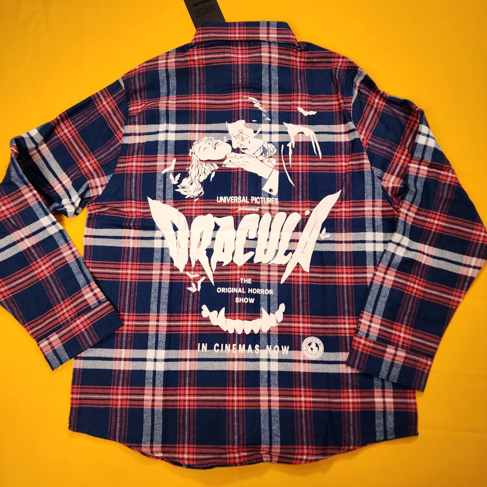 Cakeworthy Universal Monsters Dracula Flannel Blue Red Halloween Shirt XL NEW