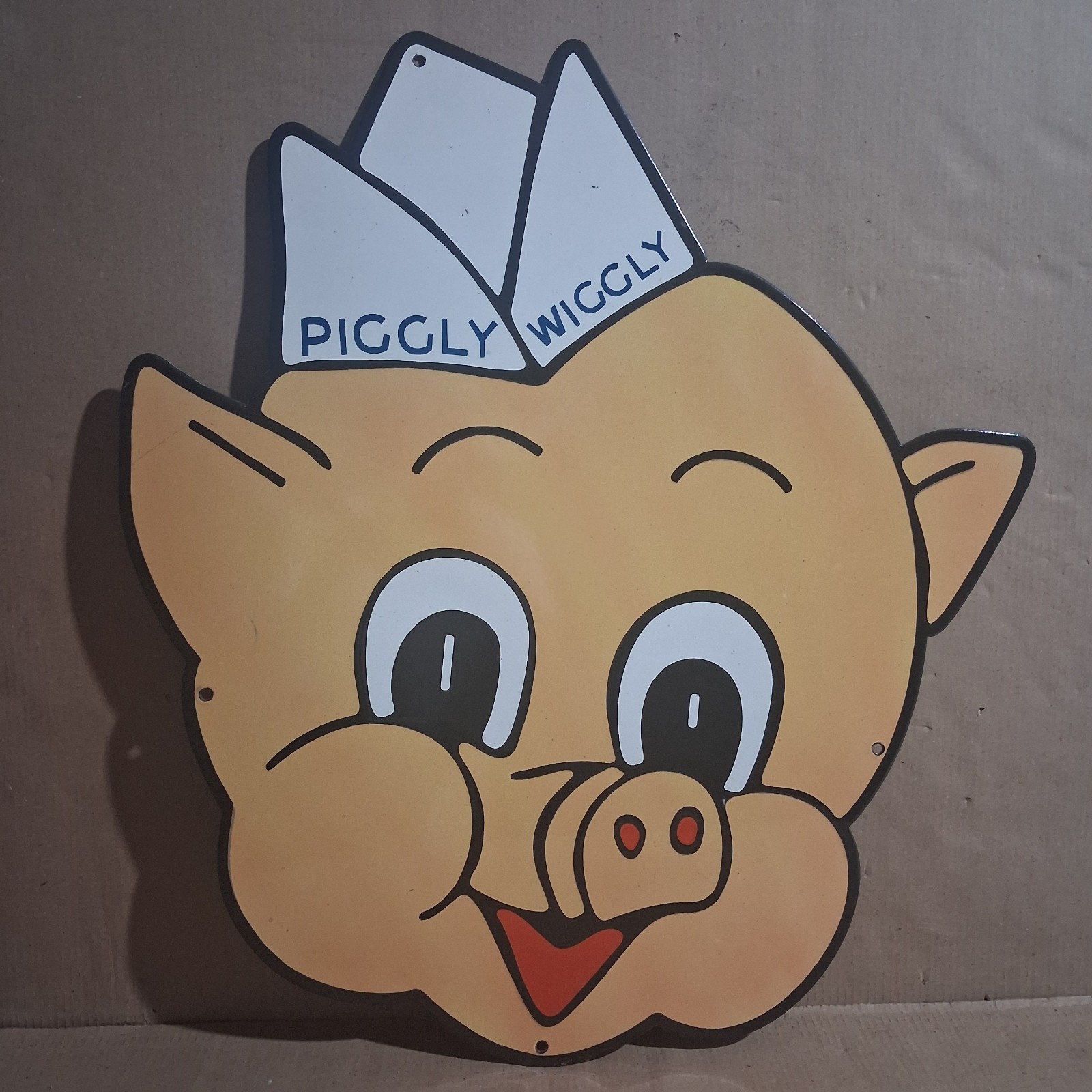 Piggly Wiggly Porcelain Enamel Sign 30x 27Inches 1 Sided