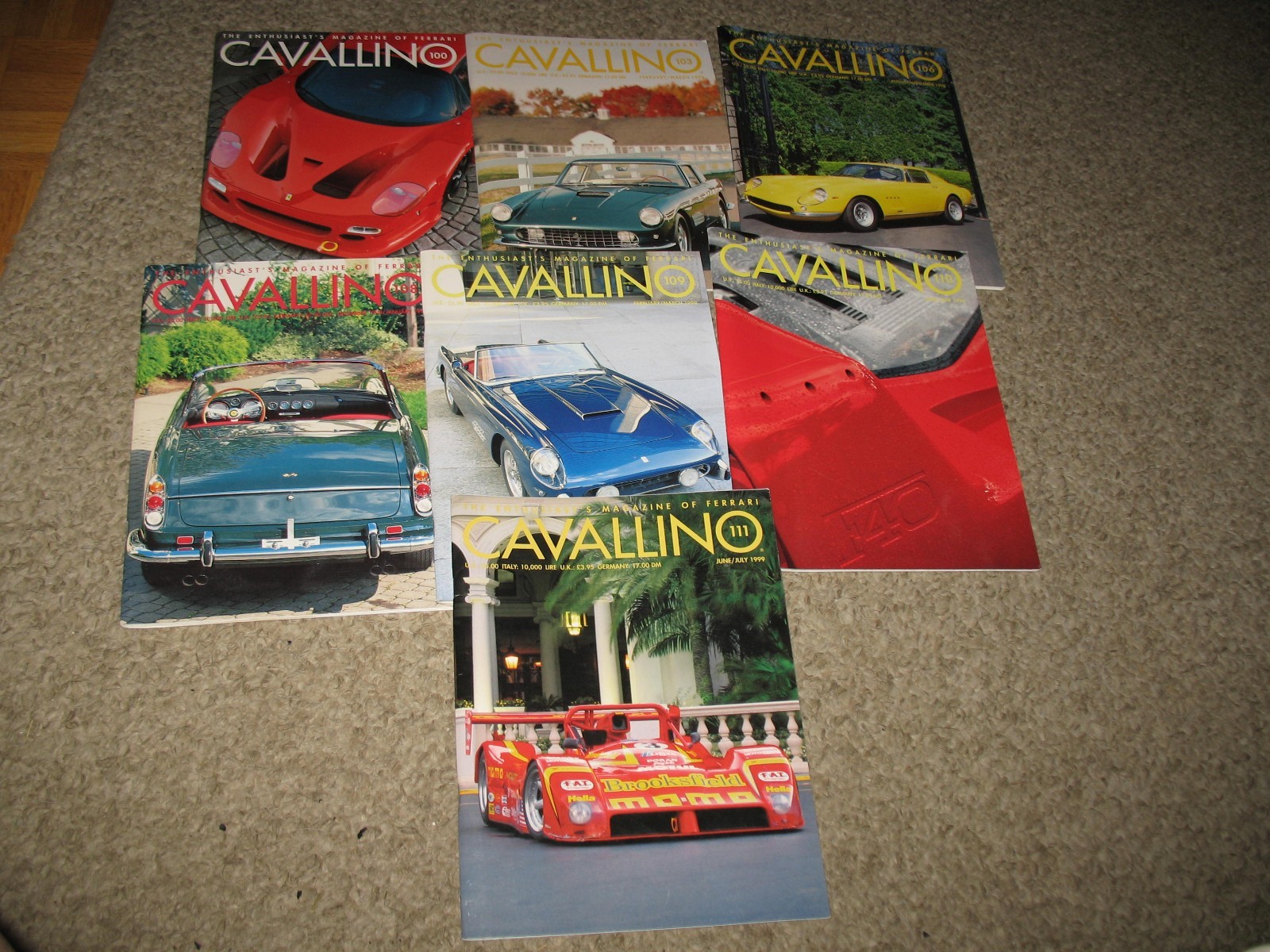 Cavallino Ferrari magazine lot #100 , 103, 106, 108, 109, 110 and 111 Cavallino Ferrari magazine lot #100 , 103, 106, 108, 109, 110 and 111