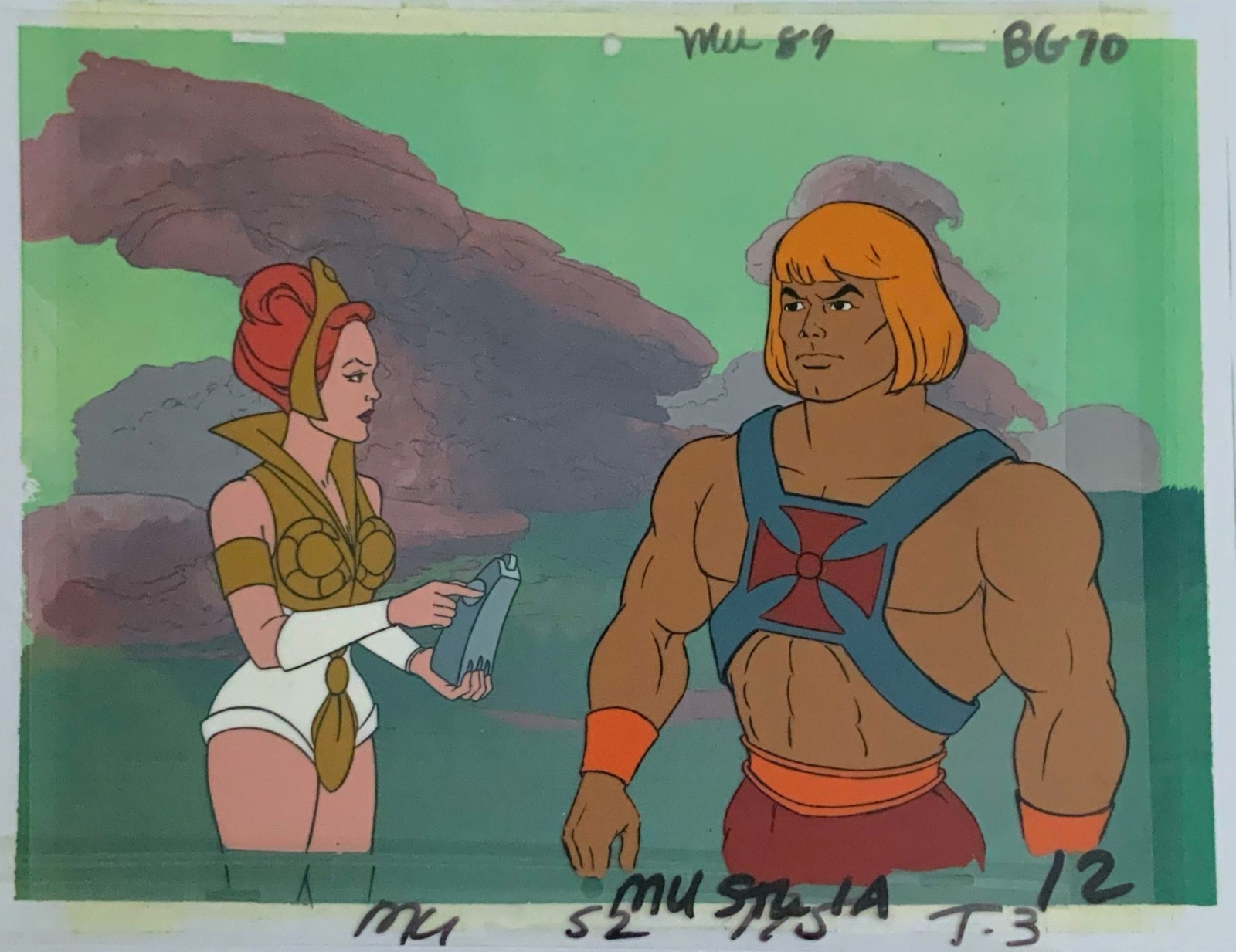 He-Man & Teela - Original Animation Cells - MOTU - MU52 & STK