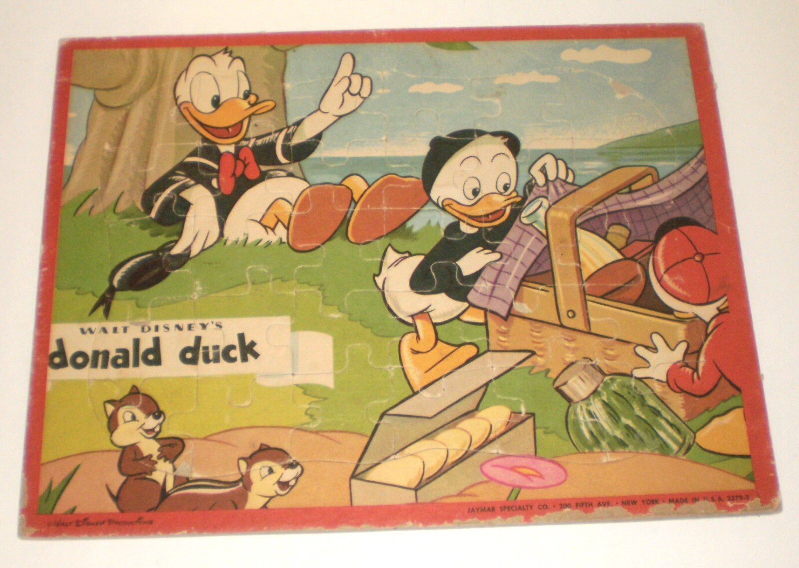 Jaymar Vintage Walt Disney\'s Cardboard Framed Puzzle - Donald Duck #2379-2