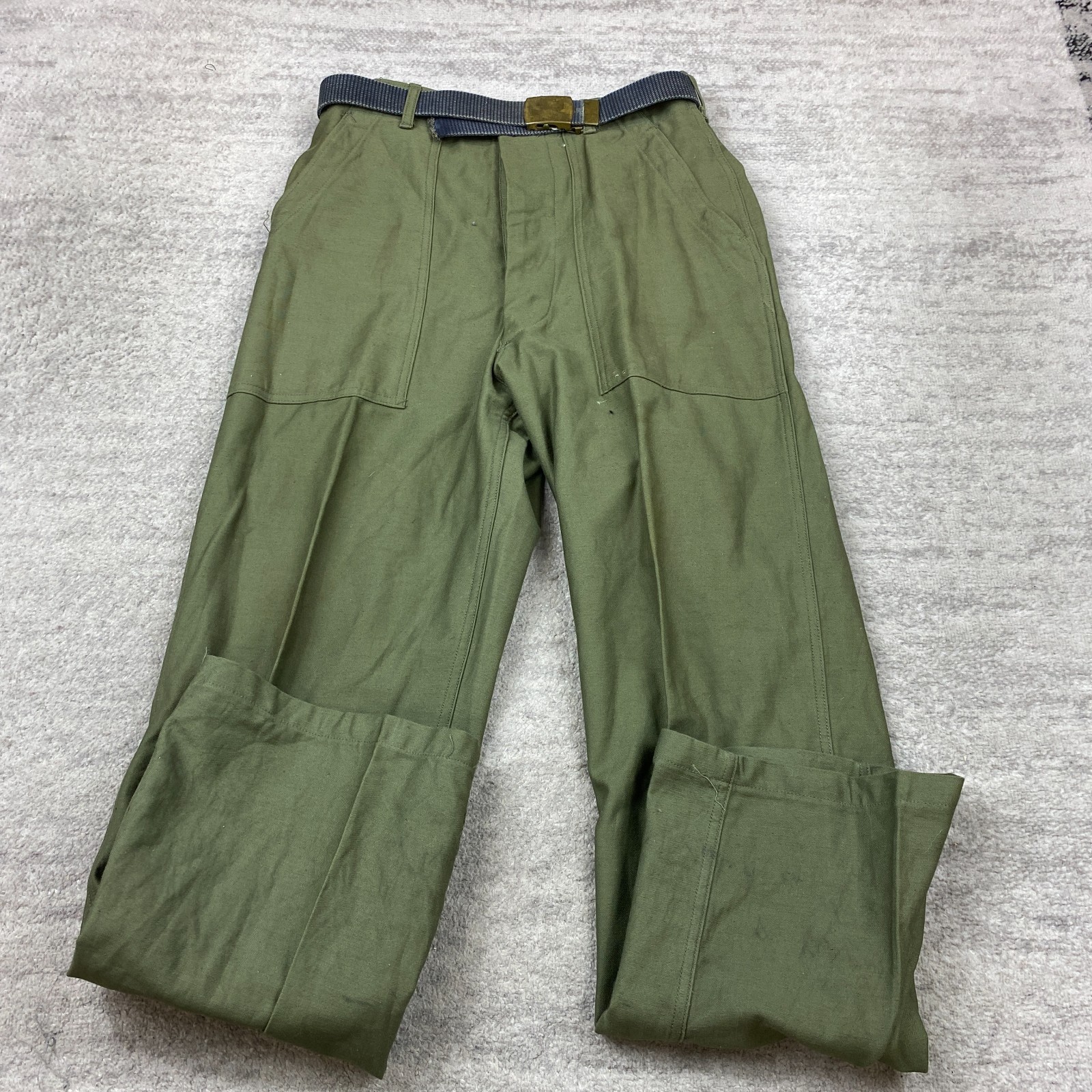 VTG OG 107 Sateen Trousers Pants Buttonfly 30 Green 1966 Vietnam Military 30x31