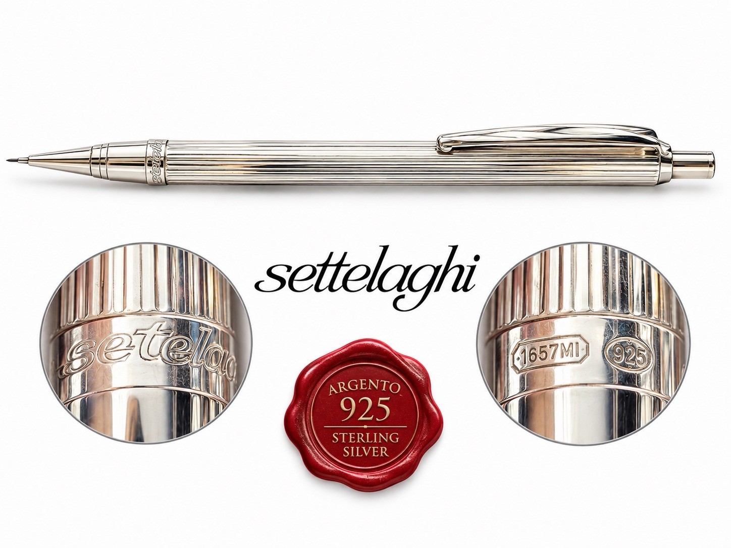 Settelaghi Mechanical Pencil Solid 925 Silver Box Warranty NOS 3