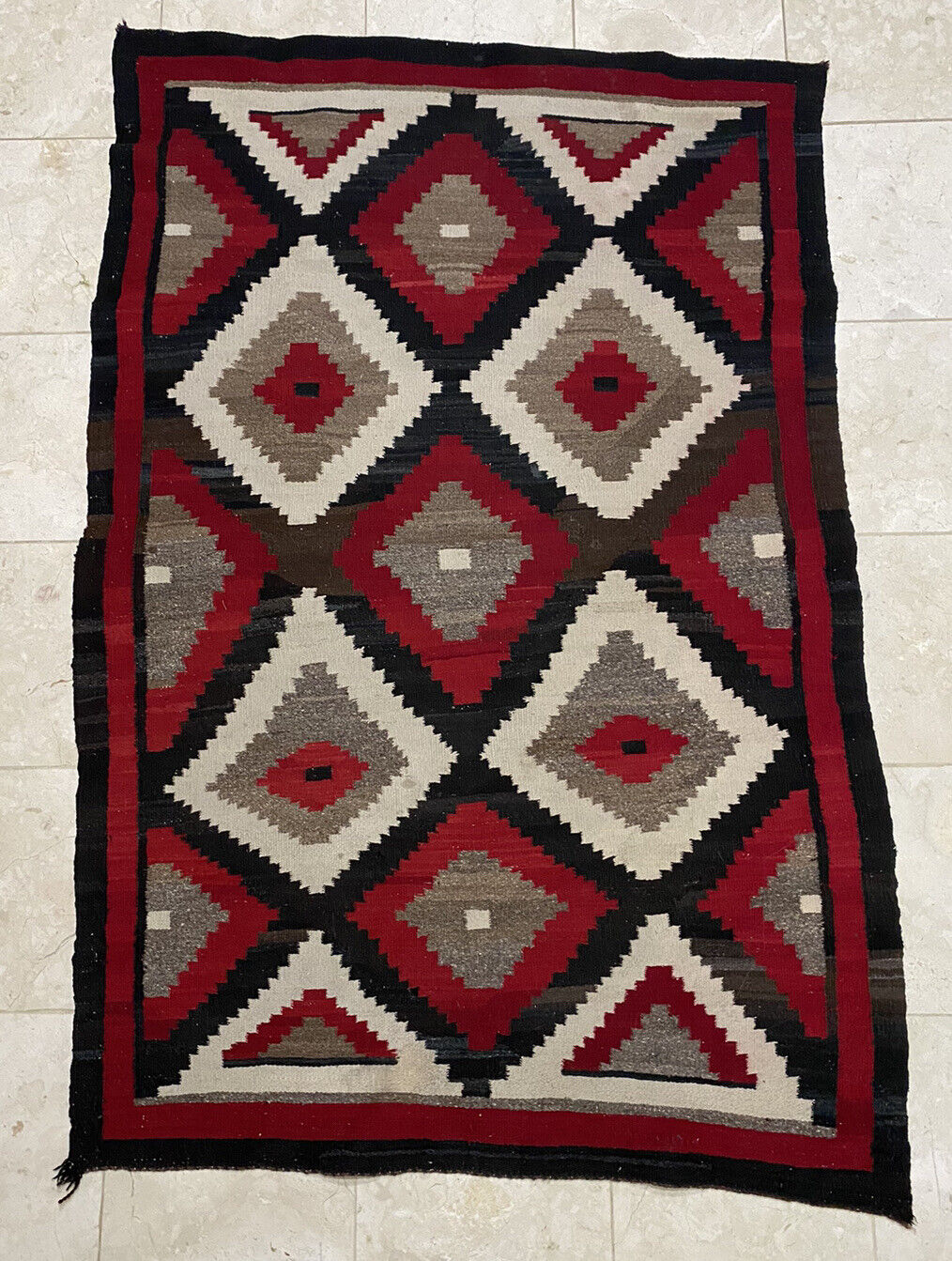 Antique Native American Navajo Wool Woven  Rug Saddle Blanket 40”x 61”