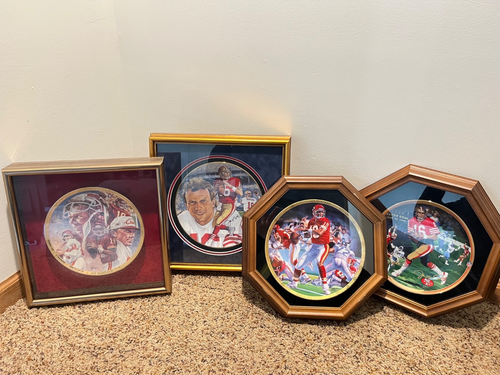 Joe Montana NFL Collector Plates Lot of 4 Framed Chiefs 49ers + FREE GIFT