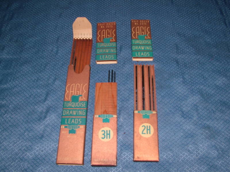 VINTAGE 1935 EAGLE PENCIL CO TURQUOISE DRAWING LEADS