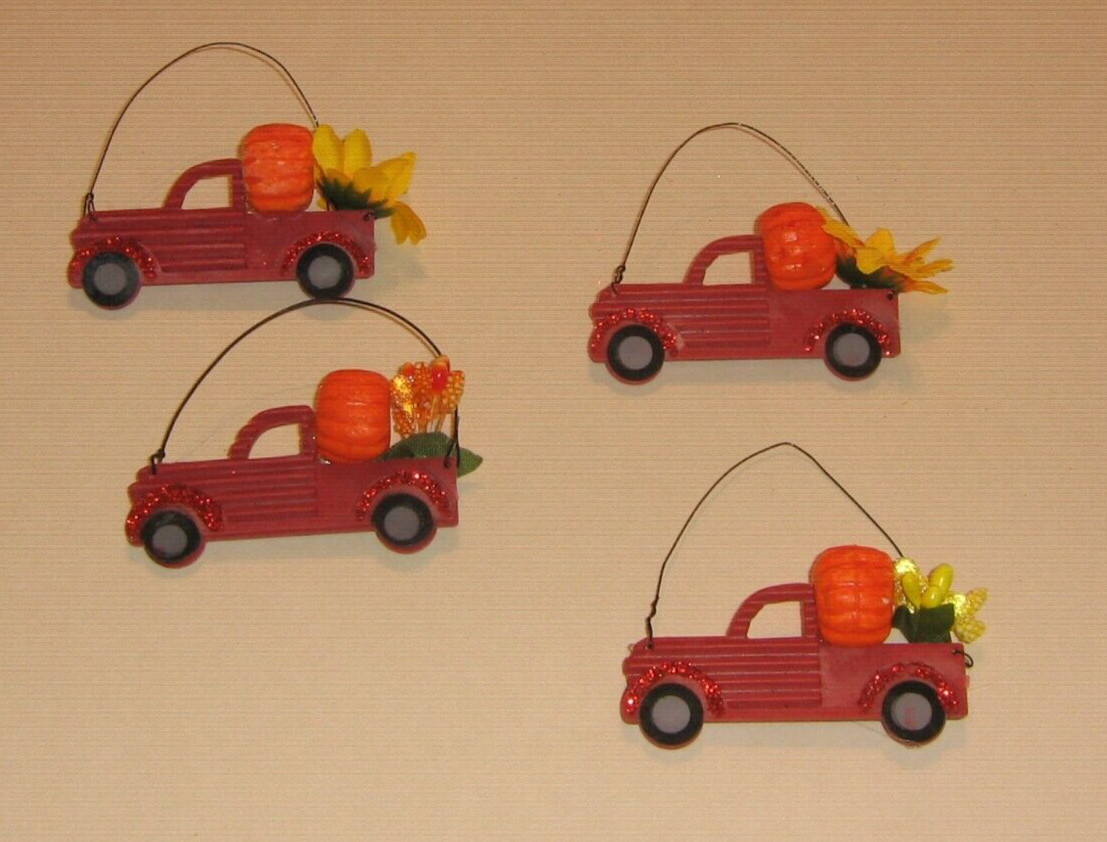 Red Pickup Truck Halloween Ornament Fall Pumpkin 68mm 2 3/4\