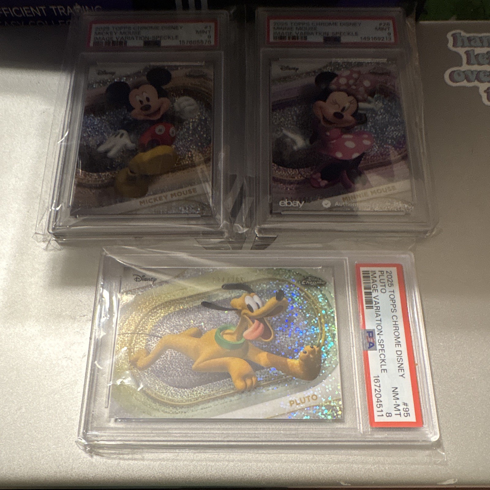 2025 Topps Chrome Disney Image Variation-Speckle /265 Mickey Minnie Pluto PSA 