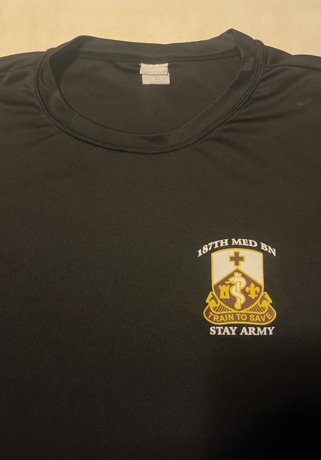 SS Black T shirt, 187th Medical Battalion, Fort Sam Houston TX, Size XL US Army