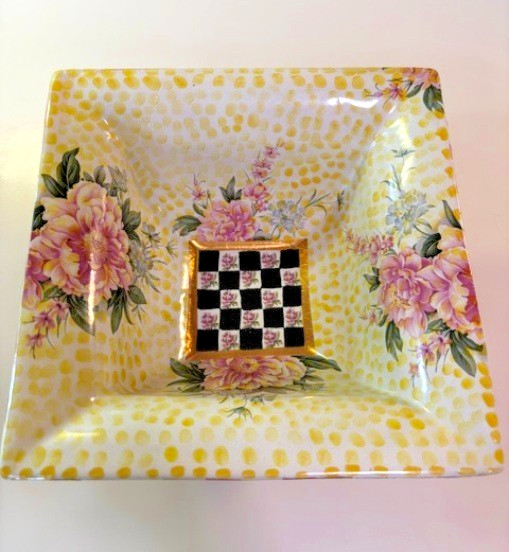 Vintage Mackenzie-Childs Torquay Roses & Stripes 8