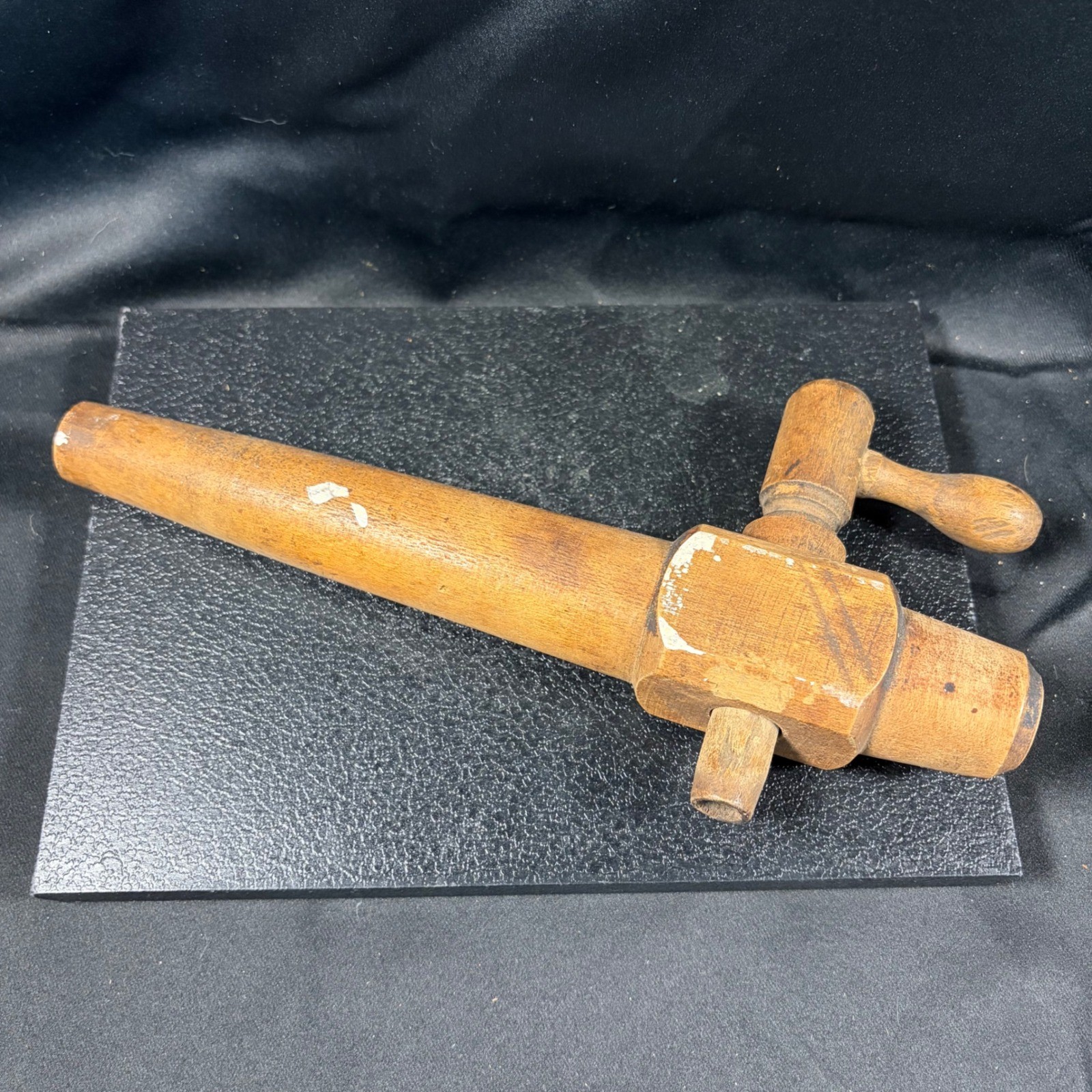 Antique Wooden Barrel Tap Spigot Turned Wood Primitive Barware Folk Art 10in