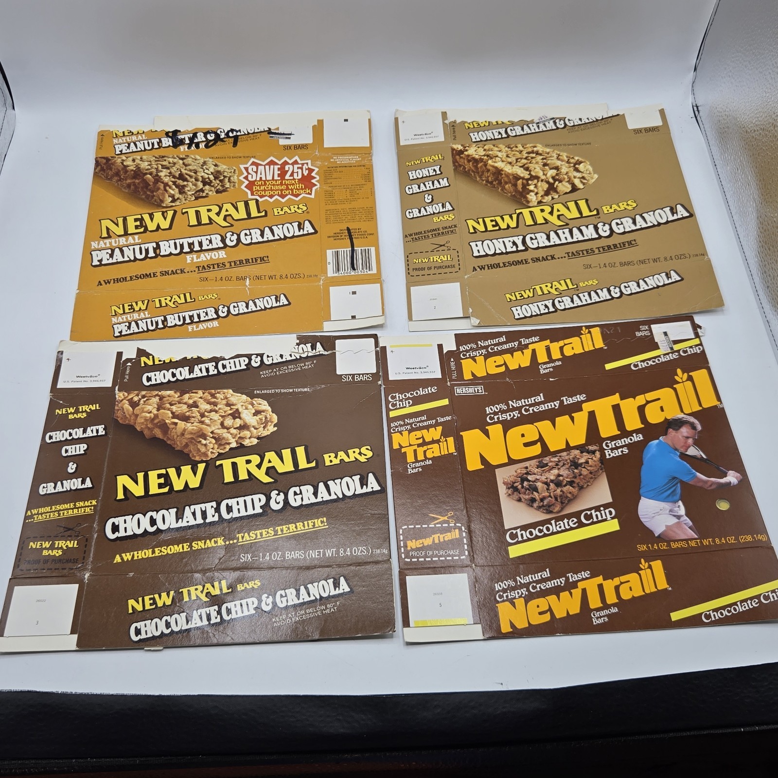 1985 Lot Of 4 Hershey New Trail Granola Boxes Vintage Snack Enpty Boxes