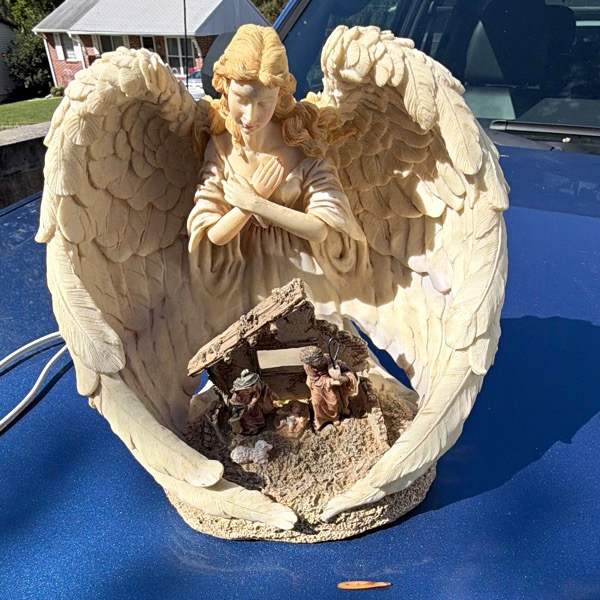 Lighted Angel Nativity Scene Figurine Statue w/ Wings Christian Decor
