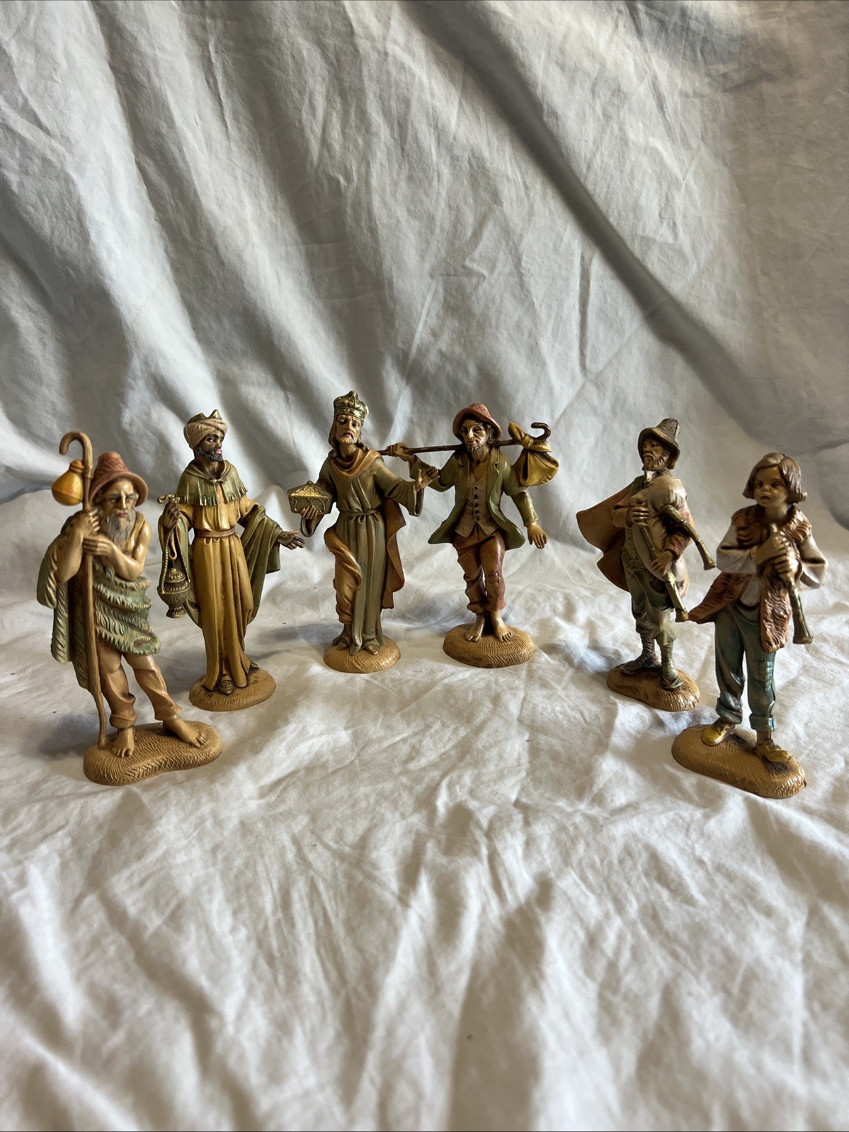 Vintage Fontanini Depose Italy Spider Mark Nativity Figures Resin 5 Inch Pre 80s