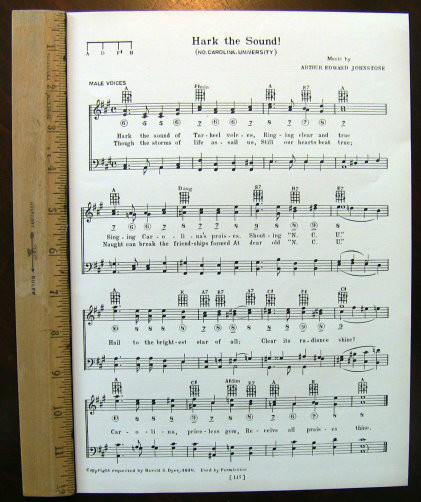 UNIVERSITY OF NORTH CAROLINA Vintage Song Sheet c1929 