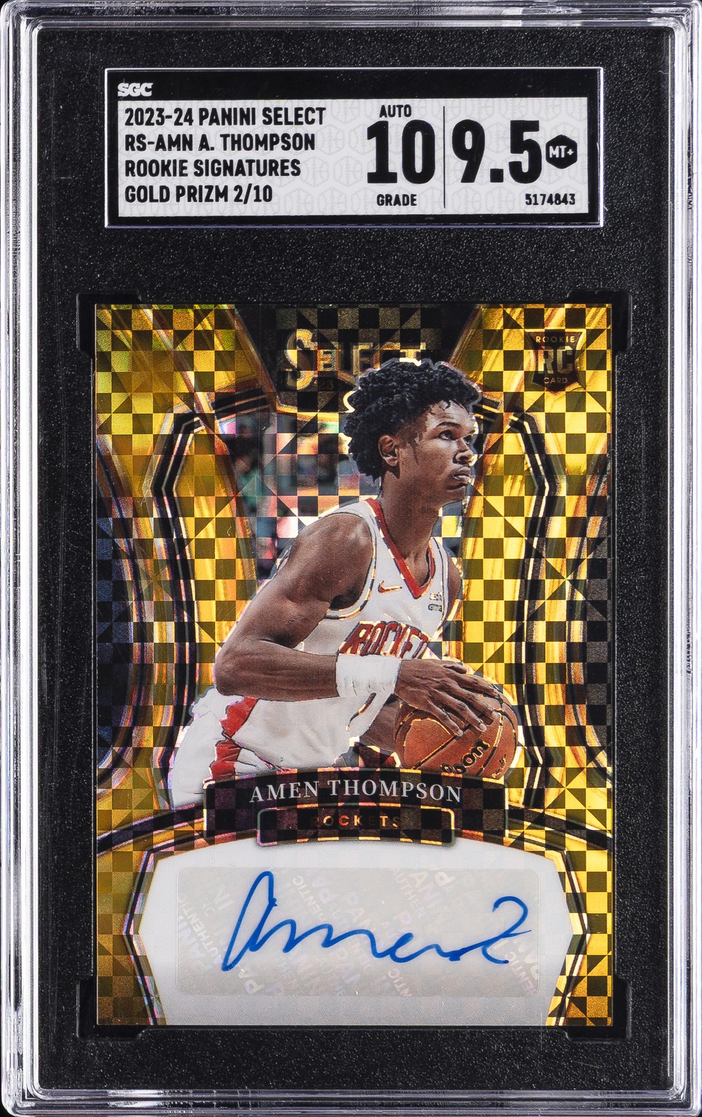 2023-24 PANINI SELECT ROOKIE SIGS. GOLD #RS-AMN AMEN THOMPSON SGC 9.5