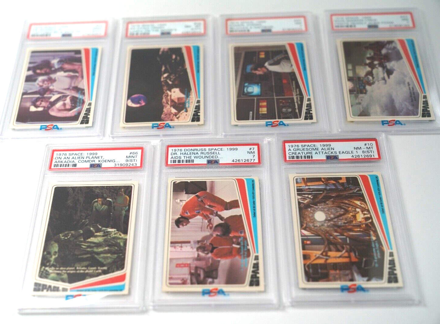 Vintage Donruss Space: 1999 PSA Cards, Alien, Creature, Astronauts - Lot of 7