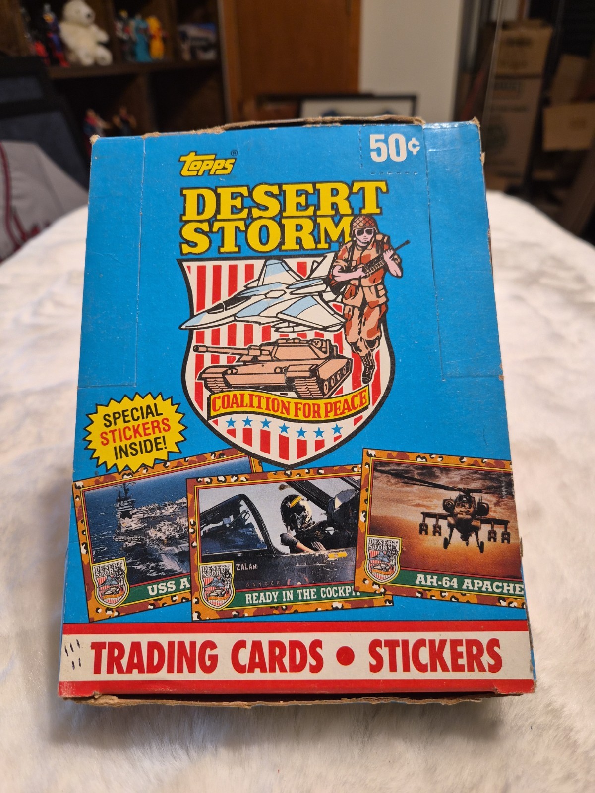 1991 Topps Desert Storm Blue Series 1 Wax Box 36 Unopened Packs Opened Box.