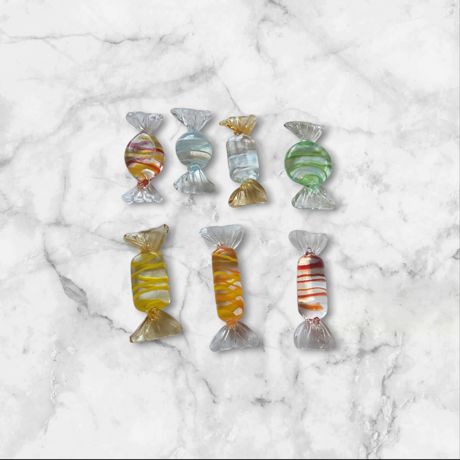 Murano Glass Style  Wrapped Candy - 7 Pieces  vintage 