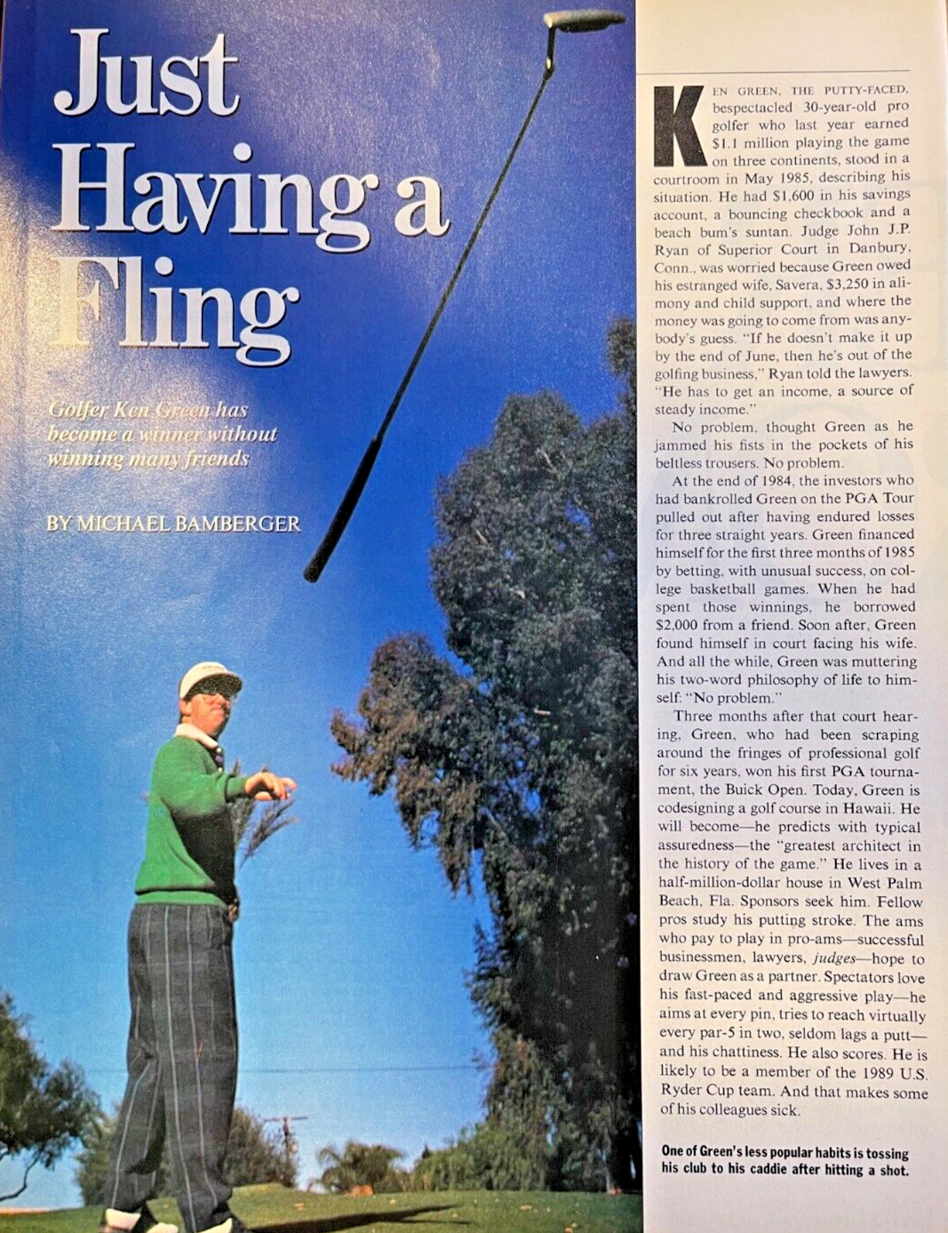 1989 Golfer Ken Green illustrated