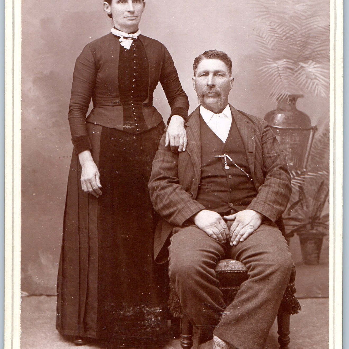 c1890s Houlton, ME Cabinet Card Photo Husband Wife Couple Bryson & Son Maine 6