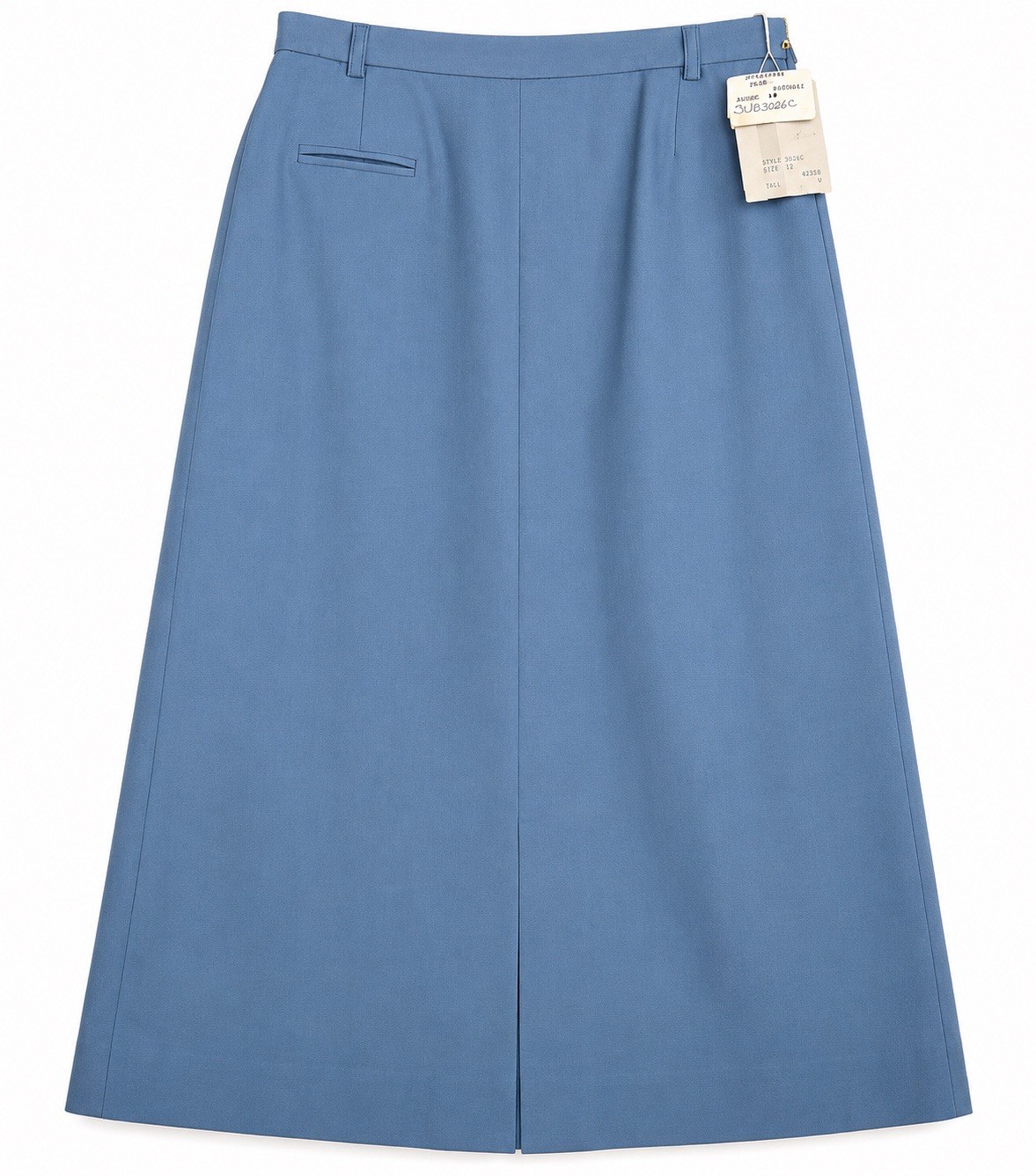 Vintage 1980s Pan Am Flight Attendant Uniform Skirt Adolfo Blue 12 Tall NOS NWT