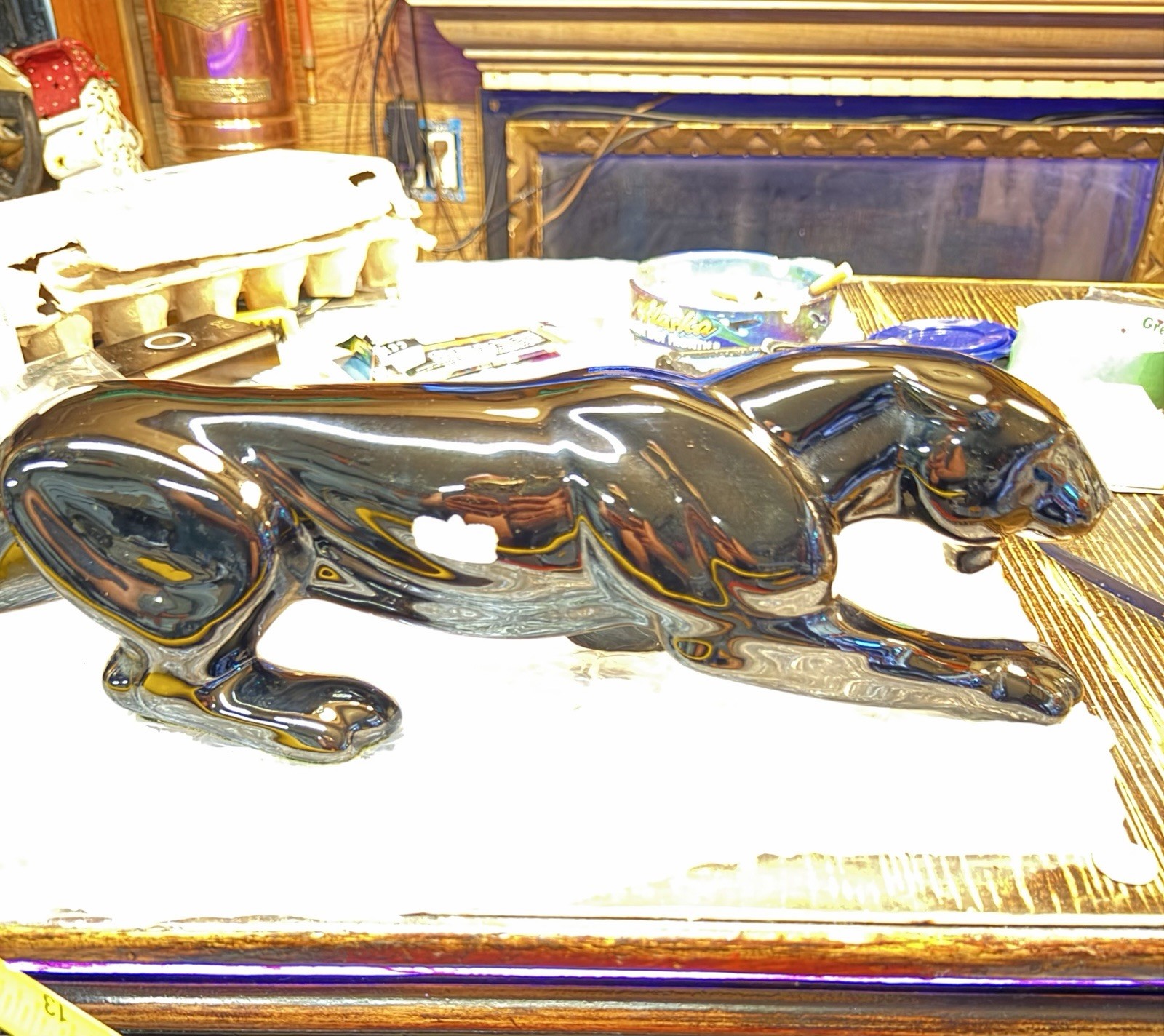 Royal Haeger Ceramic Crouching Black Panther Figure Statue 1960's Aesthetic Royal Haeger Ceramic Crouching Black Panther Figure Statue 1960's Aesthetic