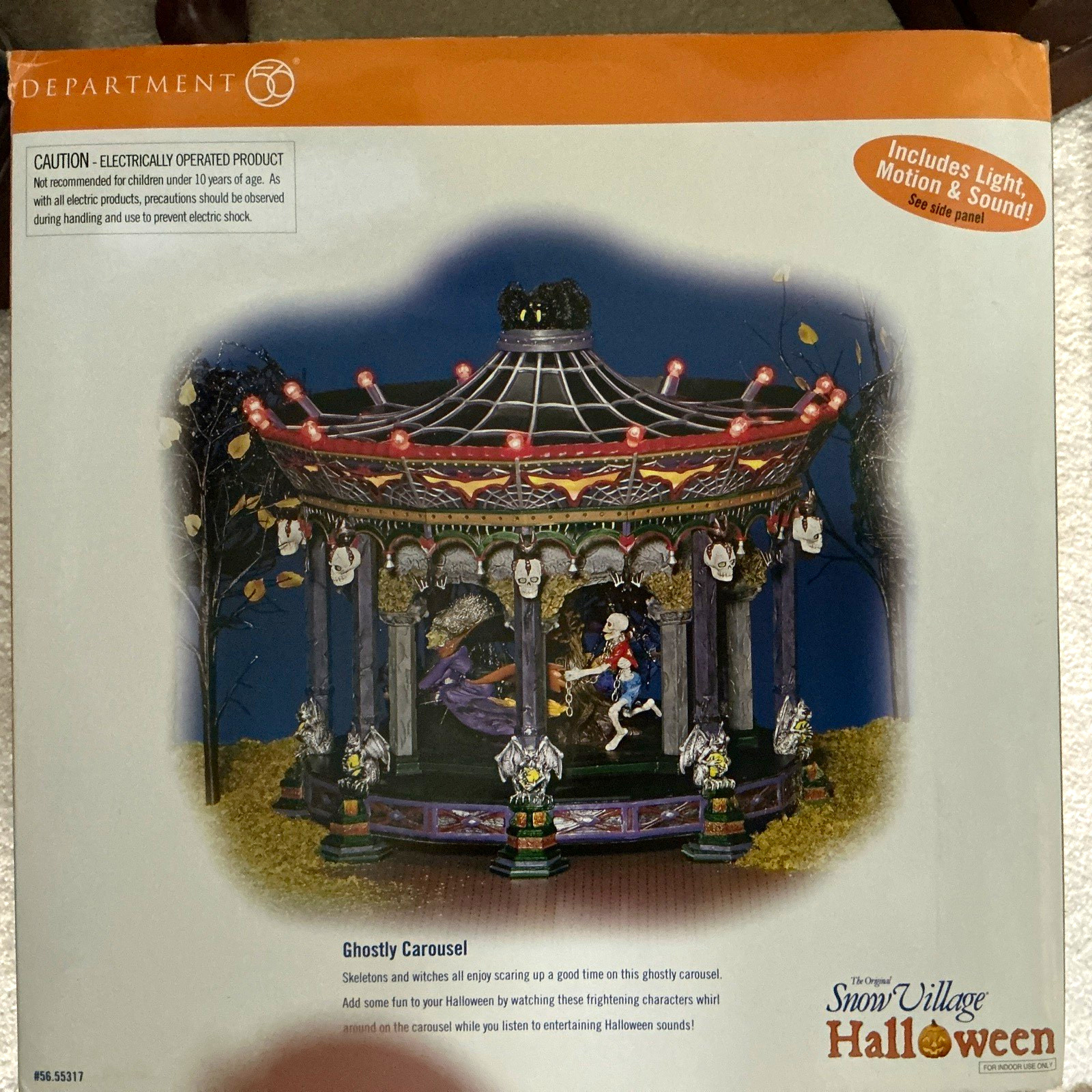 Dept 56 Snow Village Halloween Ghostly Carousel Painted Boxed Multicolor