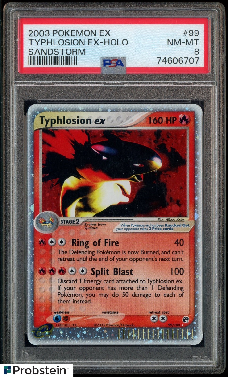 2003 POKEMON EX SANDSTORM #99 TYPHLOSION EX-HOLO PSA 8 NM-MT