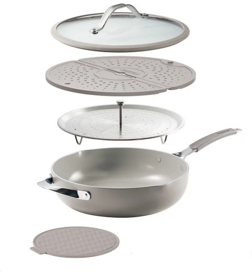 Tramontina Ceramic Nonstick All In One Plus Pan 5 Piece Set in Beige - Used -