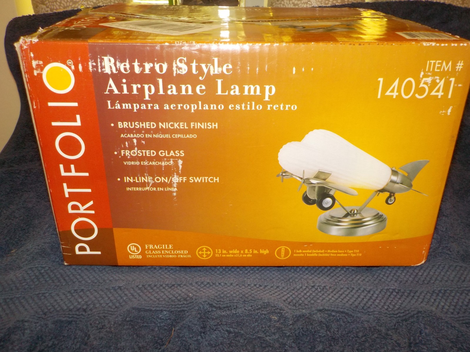 Vintage Art Deco Lowe's Luminaire DC-3 Plane Airplane Lamp Frosted Glass