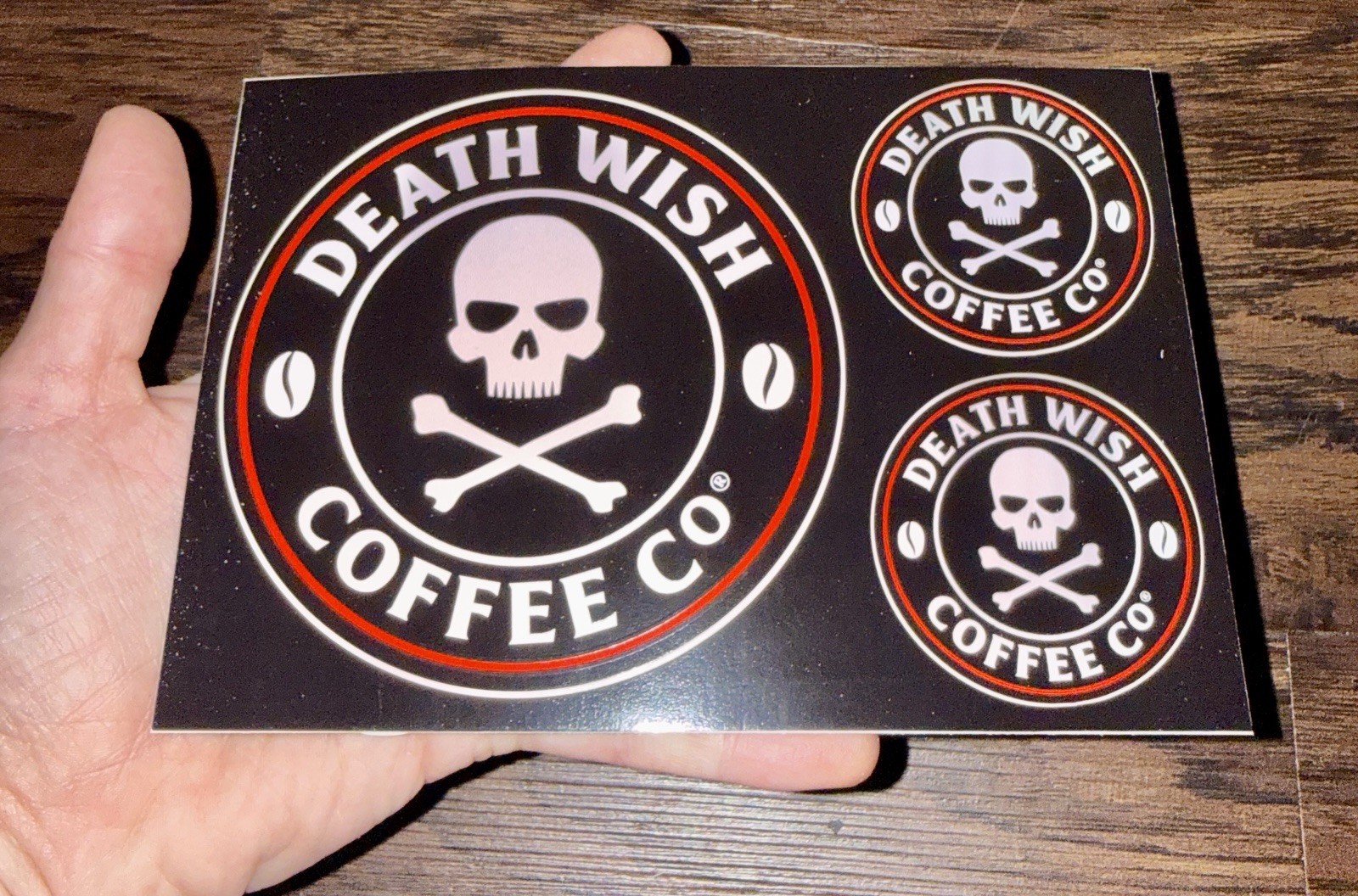Death Wish Coffee Logo Stickers Sheet Skull Bones Coffee Bean Decal Deathwish