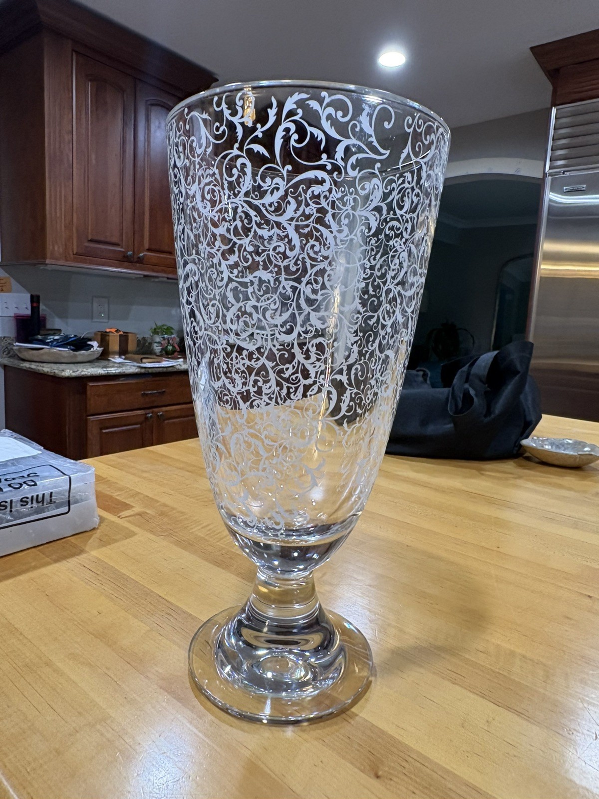 Rare VTG J.G. Durand Lead Crystal Vase w/Frosted Florence Satine Swirl 13”x6.5”