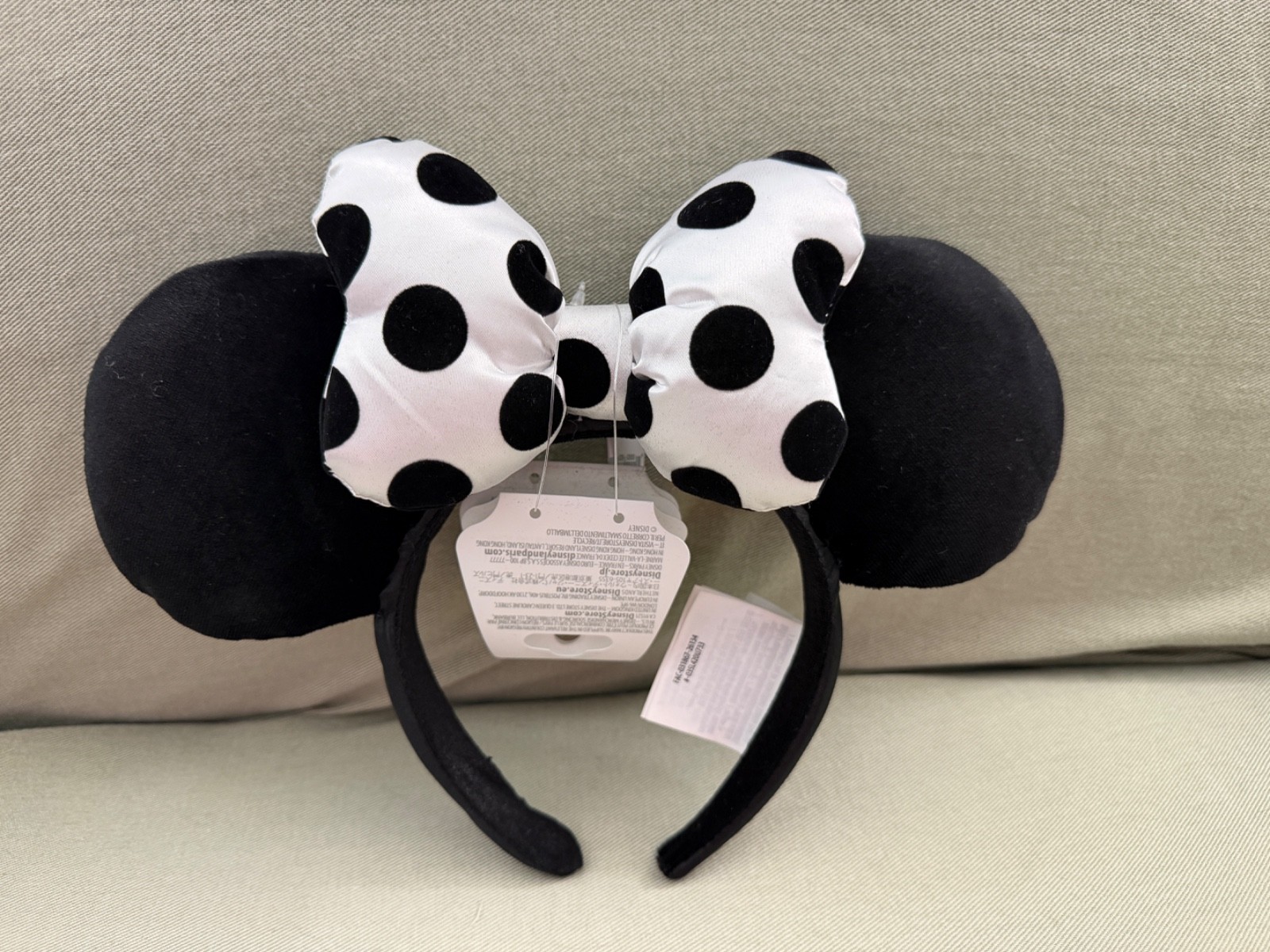 Disney Parks White Black Polka Dot Minnie Mouse Ears Headband NEW