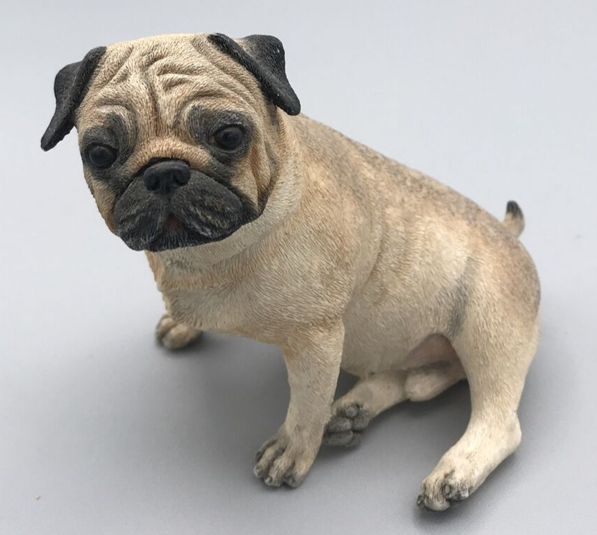 Country Artists Pug Dog Resin Figurine Hand Painted Rare Vintage Ready to Adopt